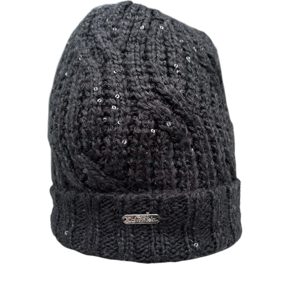 Calvin Klein Black Cable Knit Beanie